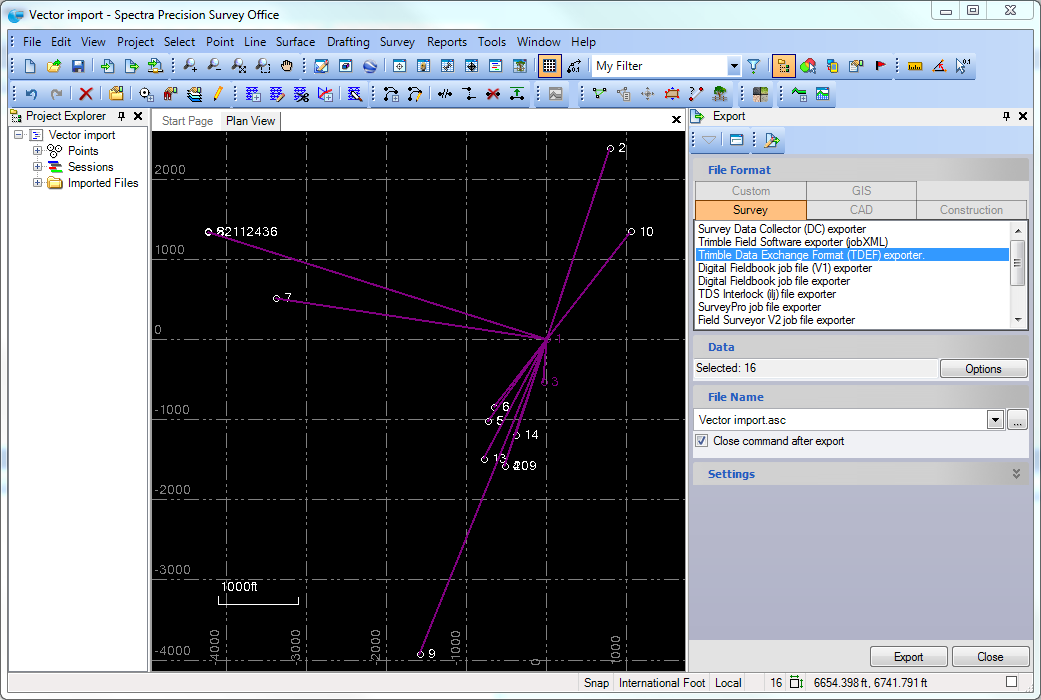 importing gps vectors from spectra precision survey office office survey